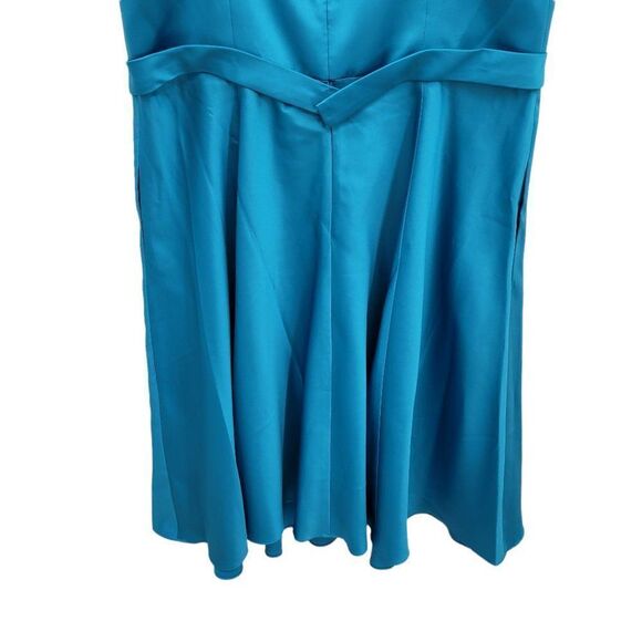 David's Bridal Dress Satin Sleeveless Fit & Flare Full Midi Turquoise Sz 22 - Picture 7 of 10